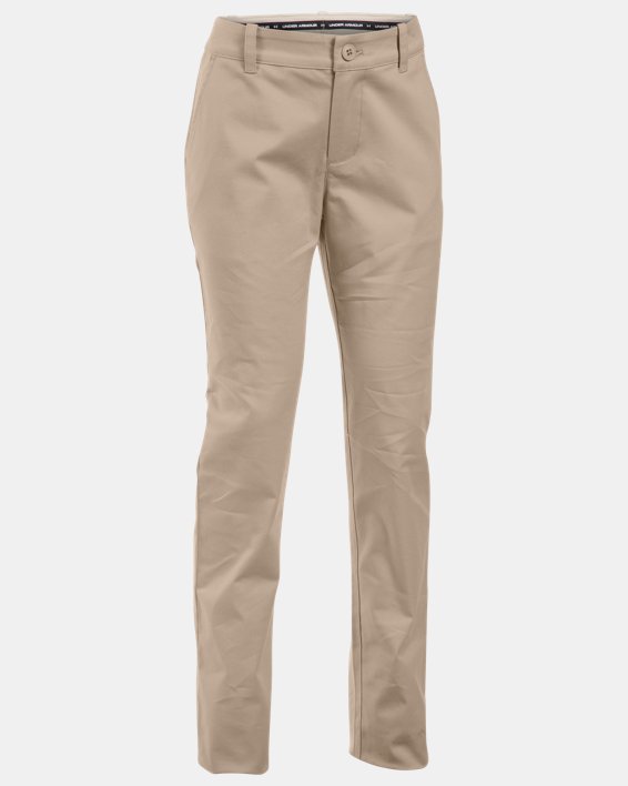 Girls' UA Uniform Chino Pants - Plus Size, Brown, pdpMainDesktop image number 0